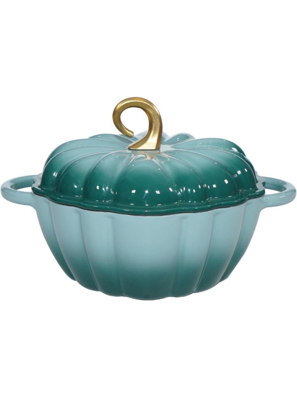 Pumpkin Shaped Enameled Cast Iron Dutch Oven, 4.5 Quart Cocotte for Baking